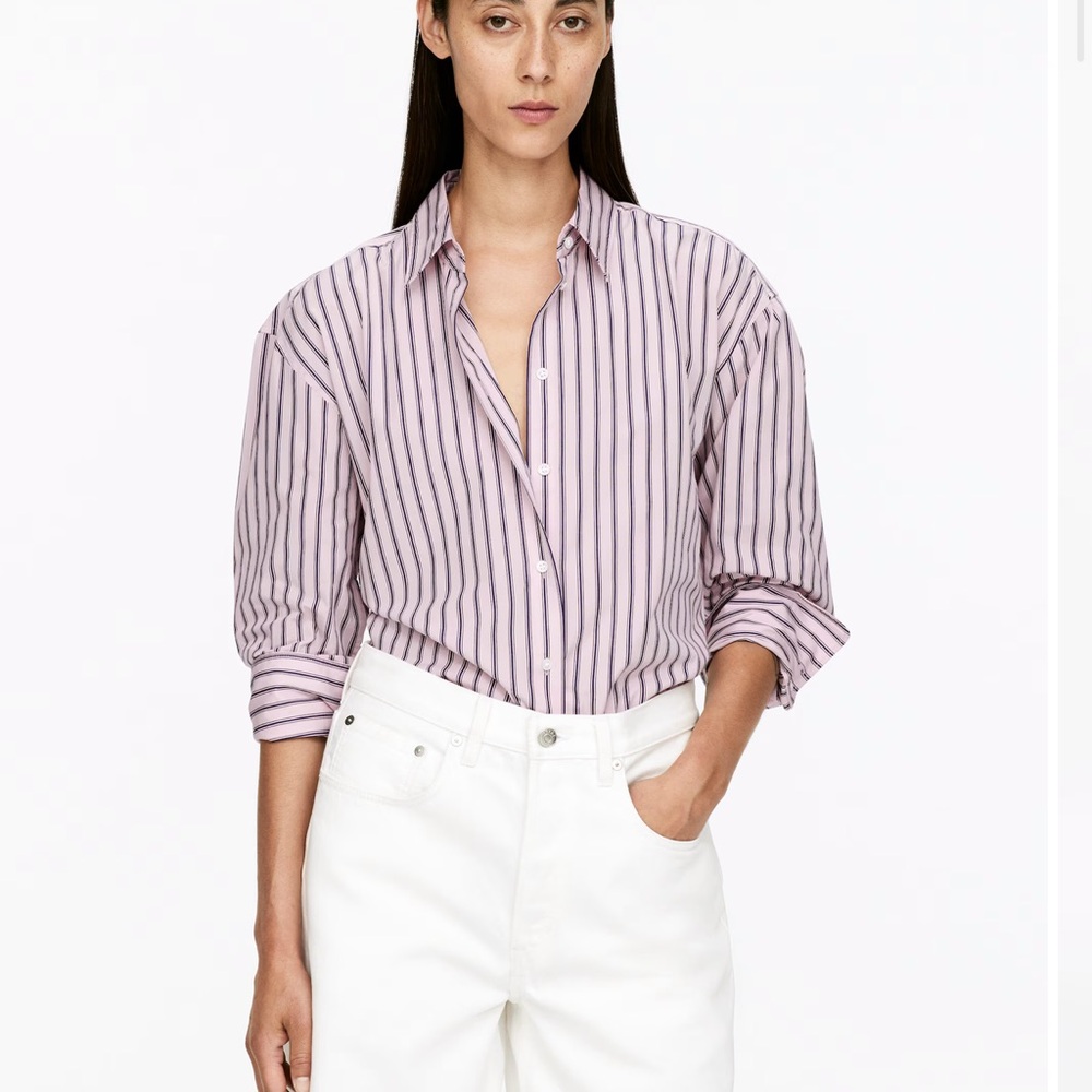 Arket Blush and Burgundy Striped Shirt